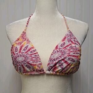 VTG OP Bikini Top Juniors XL (15-17) Pink Tie Dye Triangle Swim Bathing Y2K